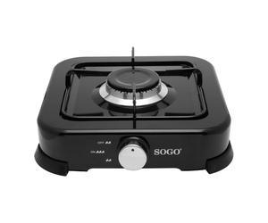 SOGO Hornillo Camping Gas Portátil 1 Fogón para Exterior GLP y Propano - Cocina Camping con Control Preciso de Llama - Cocina de Gas Portátil para Terraza y Aire Libre Compacta y Eficiente