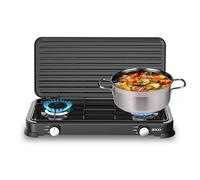 SOGO Hornillo Camping Gas Portátil 2 Fogones para Exterior GLP y Propano - Cocina Camping con Control Preciso de Llama - Cocina de Gas Portátil para Terraza y Aire Libre Compacta y Eficiente