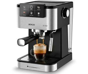 SOGO Máquina de Café Espresso 20 Bar con Pantalla Digital y Vaporizador de Leche - Cafetera para Café Molido y Cápsulas - Cafetera con Espuma Cremosa y Calentamiento Rápido - Limpieza Fácil