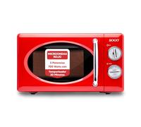 Sogo Microondas Rojo con Capacidad de 20L - Microondas 5 Potencias y Función Descongelar - 700 Watts con Temporizador 30 Minutos y Estilo Vintage -Sin Grill Plato Giratorio (Rojo)