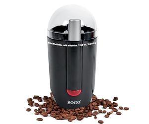Sogo Molinillo Café Eléctrico 150W - Molinillo para Tritura Café y Especias con Hojas Afiladas de Acero Inoxidable con Seguridad con Tapa - Molinillo Café Motor Potente - Coffe Grinder Negro