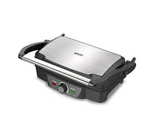 SOGO Parilla electrica, sandwichera y panini grill, placas antiadherentes de piedra 27x15 cm y apertura 180º, regulador de temperatura, 1600 W (SS-7127)