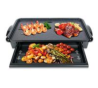 Sogo Plancha Eléctrica de Asar y Raclette con Bandeja Interior de Plástico Reutilizable sin BPA - Grill Parilla de Cocina Placa Lisa (plana) Antiadherente de 46x26cm, libre de PFOA, 2000w (SS-10340)