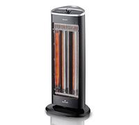 Sogo Radiador Calefactor Vertical de Filamento de Carbono con 2 Barras Largas de Calentamiento Rápido, con Termostato Regulable y Función Oscilante, 500/1000 W, Negro (SS-18224)