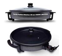 SOGO Sartén Paellera Eléctrica Antiadherente 40CM - Multicazuela con Termostato Ajustable 240ºC - Plancha Eléctrica para Cocinar sin Esfuerzo - Sartén con Tapa de Cristal para Cocción