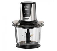 SOGO Picadora de Alimentos 400W con Bol de Vidrio 1.5L - Procesador de Comida con Cuchillas Acero Inoxidable - Tritura Carne, Verduras y Hielo - Mini Picadora Eléctrica con Bloqueo de Seguridad