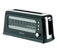 SOGO Tostador con Ventana de Cristal y Ranura Larga - Tostadora con 7 Niveles de Tostado y Control Electrónico - Función Descongelado, Recalentado y Cancelación - Tostador con Bandeja Extraíble