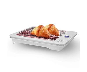 SOGO Tostadora de Pan Plana Horizontal 700W con Resistencias de Cuarzo - Tostador de Pan y Bollería para 4 Rebanadas - Tostado Uniforme con 7 Niveles, Bandeja de Migas Extraíble y Diseño Moderno