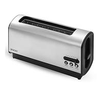 SOGO Tostadora Deluxe de 2 Rebanadas 3 Funciones, 7 Niveles de Control de Temperatura, Bandeja de Recogemigas Extraíble, LED, Apagado Automático, 900W, Acero Inoxidable, Ranura Larga (SS-5390)