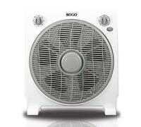 SOGO Ventilador Rotatorio Box-Fan 12" Con Rejilla Giratoria Multidireccional - Ventilador De Bajo Ruido Con Temporizador - 3 Velocidades - Silencioso Para Hogar