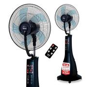 SOGO Ventilador Nebulizador de Agua con Mando a Distancia, Potente y Silencioso, Oscilante, con Temporizador 7.5h, depósito de 3 Litros, 3 velocidades, Panel LED táctil, Ruedas, 90W, Negro (21216)