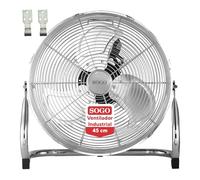 SOGO Ventilador Potente Industrial de Suelo Inclinable - Ventilador para Suelo y Sobresuelo con 3 Velocidades y Aspas Metálicas - Incluye Base con Tacos de Goma para Proteger Superfícies