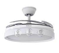 SOGO Ventilador Techo Plegable con Luz LED Regulable y Motor Silencioso - Ventilador Techo con Mando a Distancia y Temporizador Reversible - Ventilador Techo Aspas Retráctiles Madera Bajo Consumo