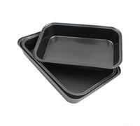 Sogoluat Bandeja rectangular apilable para hornear, utensilios de horno de carbono antiadherente para pollo asado y galletas, bandeja de horno de diseño profundo para ahorrar espacio de almacenamiento