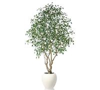 SOGUYI Árbol Artificial Ficus 240 cm, Árbol Ficus Faux con Maceta Artesanal, Tronco Realista Pintado a Mano y Hojas Naturales, Ideal para Espacios Grandes y Decoración Elegante para el Hogar/Oficina
