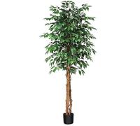 SOGUYI Árbol de Ficus Artificial, 180cm Plantas Artificiales Grandes con Tronco de Madera Natural, Plantas Artificiales Decorativas para Oficina, hogar, decoración Interior y Exterior(1 Piezas)