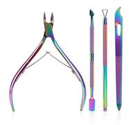 SoHai - Cortador de cutículas con empujador de cutículas, cortador de cutículas y cortador de cutículas triangular, cortador de cutículas duradero, herramientas de manicura y pedicura (colorido)