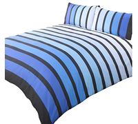 Soho Azul Rayas Funda de edredón Colcha Juego de Cama, Azul, tamaño único - Dormitorio Ropa de Cama