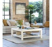 Soho mesa de centro de madera maciza de araucaria cuadrada en color blanco decay