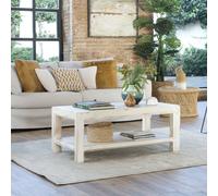 Soho mesa de centro de madera maciza de araucaria rectangular en color blanco decay