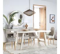 Soho mesa de comedor rectangular de madera maciza de araucaria color blanco decay