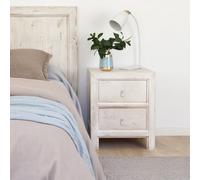 Soho mesita de noche de madera maciza de araucaria en color blanco decay