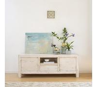 Soho mueble tv de madera maciza de araucaria en color blanco decay