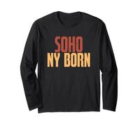 SoHo NY Born Tee Retro Block Lettering Mujer Hombre Manga Larga