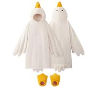 Sohodoo Manta con Capucha de Ganso de Gran tamaño: Saco de Dormir portátil con plumón de Pato, Mono cálido y Acogedor, Manta for TV con Capucha(White with Shoes,XXL)
