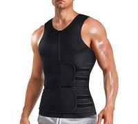 Sohodoo Men's Body Shaper Tummy Control Vest with Waist Trainer Belt Neoprene Tank Top Sports Abdominal Belt For Men Shapewear Slimming Waistband Sauna Sweat Vest (Color : Black, Size : L)