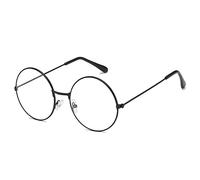 SOHUPAC Gafas redondas clásicas retro circulares, lentes transparentes, marco de metal, accesorios sin receta para hombres y mujeres, Negro, 1 PCS