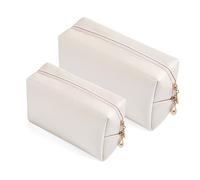 Sohynca Neceser de maquillaje de piel sintética para mujer, minimalista, bolsa de maquillaje para uso diario, bolsa de almacenamiento portátil, pequeña bolsa de cosméticos ordenada, resistente al agua