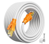 Soibke Cable Ethernet 10 Metros, Cable LAN Blindado SFTP Cat 8 Cable de Red 10m Exterior 40Gbps 2000MHz Alta Velocidad Gigabit Cable RJ45 POE 26AWG Cable Internet Largo Blanco con Rúter Módem