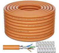 Soibke Cable Ethernet 120 Metros, Cat 7 Cable de Red Largo Bobina Alta Velocidad SFTP Blindado Exterior Interior RJ45 Granel Wifi Wlan Instalación LAN Internet 120m