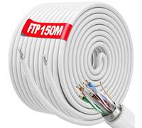 Soibke Cable Ethernet 150m Blindado, Cable de Red 150m RJ45 Exterior Interior | AWG 23, FTP PIMF, Antiinterferencia, Ignífugo, Exterior Impermeable, Gigabit CAT 6 Alto Debi Blanco
