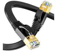 Soibke Cable Ethernet 25 metros Blindado, CAT 7 Cable de Red 25 metros Alta Velocidad, Rj45 Plano Cable LAN 25m, Gigabit Cable de Conexión a Internet para Router Switch (25 Clips)