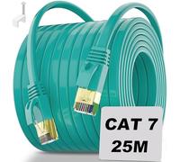 Soibke Cable Ethernet 25 Metros, Cat 7 Plano Cable de Red 25m Blindado FTP Alta Velocidad 10Gbps Gigabit AWG32 RJ45 Network Lan Internet para Rúter Módem