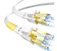 Soibke Cable Ethernet 5 Metros, Cable Lan Plano Alta Velocidad Cat 8 Cable de Red Blanco Gigabit RJ45 Cable LAN 5m -40Gbps 2000MHz Cable Internet para Switch Rúter Módem PC