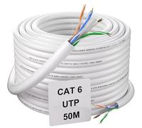 Soibke Cable Ethernet 50 Metros, Cat 6 Cable de Red LAN Exterior Interior Bobina Impermeable RJ45 50m Alta Velocidad Internet UTP 23AWG Gigabit Cable de Instalación Blanco