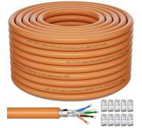 Soibke Cable Ethernet 60 Metros, Cat 7 Cable de Red Alta Velocidad Bobina 60m Exterior Interior SFTP Blindado Bulk Instalación 24AWG Wlan LAN Internet Network Cable