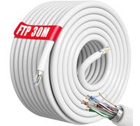 Soibke Granel Cable Ethernet Cat 6 De 30m, Bulk Cable de Red FTP Blindado | Para Internet Rápida & Fiable -AWG23 Cable a Granel Internet LAN Exterior Interior resistente a la intemperie(30 Metros)