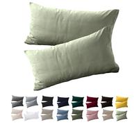 Soifox Lot de 2 fundas de almohada de 40 x 70 cm - Verde salvia - 100 % microfibra - Resistente e hipoalergénicas - Con cierre de cremallera