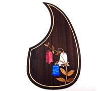 Soild Golpeador de guitarra acústica de palisandro con incrustaciones de madera maciza con flor de abulón autoadhesivo para guitarra Martin D-45 y Taylor o placa de rascar de guitarra acústica folk