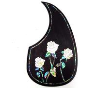 Soild Golpeador de guitarra acústica de palisandro con incrustaciones de madera maciza con flor de abulón autoadhesivo para guitarra Martin D-45 y Taylor o placa de rascar de guitarra acústica folk