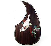 Soild Golpeador de guitarra acústica de palisandro con incrustaciones de madera maciza con flor de abulón autoadhesivo para guitarra Martin D-45 y Taylor o placa de rascar de guitarra acústica folk