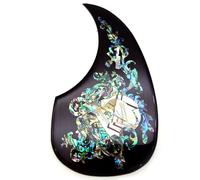 Soild Golpeador de guitarra acústica de palisandro con incrustaciones de madera maciza con flor de abulón autoadhesivo para guitarra Martin D-45 y Taylor o placa de rascar de guitarra acústica folk