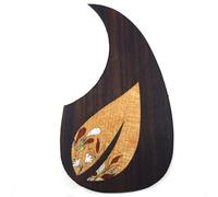 Soild Golpeador de guitarra acústica de palisandro con incrustaciones de madera maciza con flor de abulón autoadhesivo para guitarra Martin D-45 y Taylor o placa de rascar de guitarra acústica folk