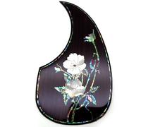 Soild Golpeador de guitarra acústica de palisandro con incrustaciones de madera maciza con flor de abulón autoadhesivo para guitarra Martin D-45 y Taylor o placa de rascar de guitarra acústica folk