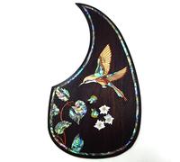 Soild Golpeador de guitarra acústica de palisandro con incrustaciones de madera maciza con flor de abulón autoadhesivo para guitarra Martin D-45 y Taylor o placa de rascar de guitarra acústica folk