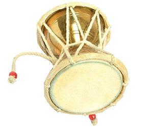 SoilMade Damru de latón, el Damru es conocido como el instrumento de Lord Shiva, colección 100% original y muy raro uso de púas - Hecho en la India